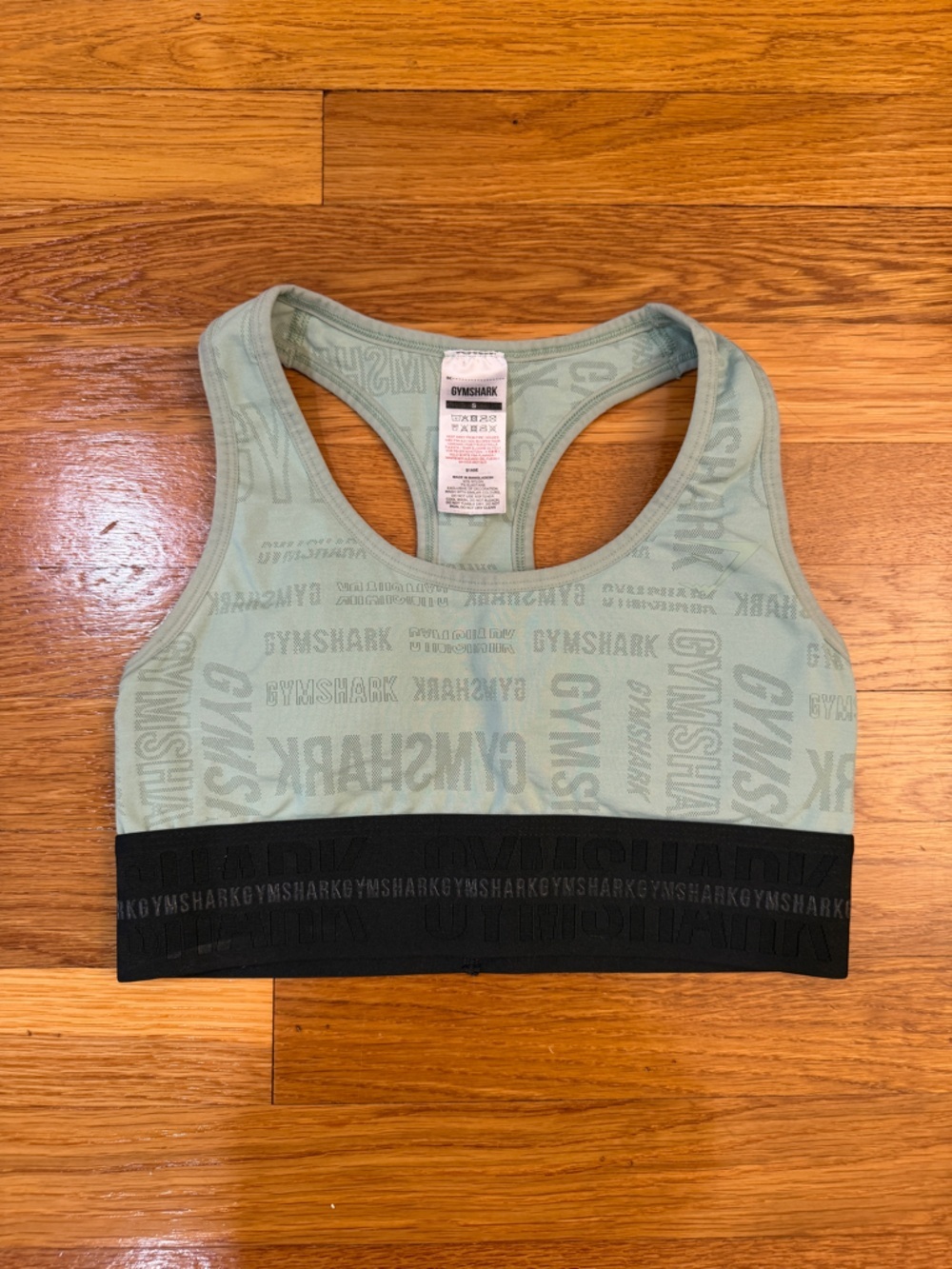 GYMSHARK Vision Sports Bra in Green/Black - Size Small Racerback
